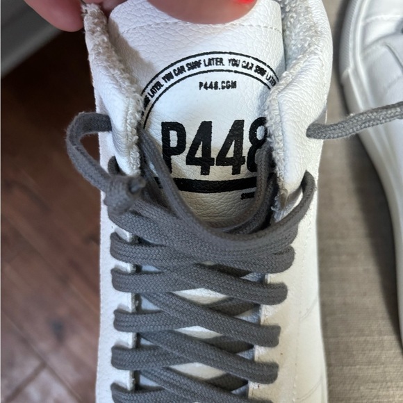 P448 Womens B Star Whiter Sneaker High Top Zipper Gray Laces Size 40 - Picture 6 of 10